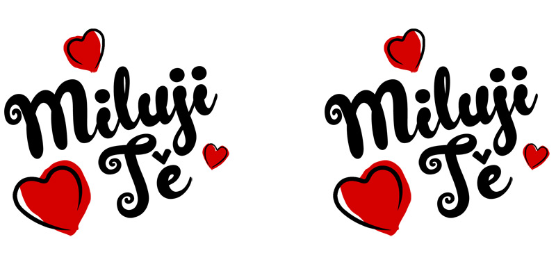 Motiv Nápis Miluji tě mezi červenými srdíčky