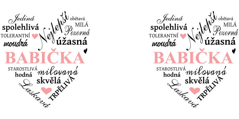 Motiv Srdce z textů pro babičku