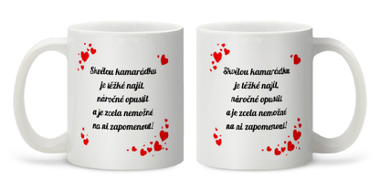Náhled hrnku s motivem Text mezi červenými srdíčky